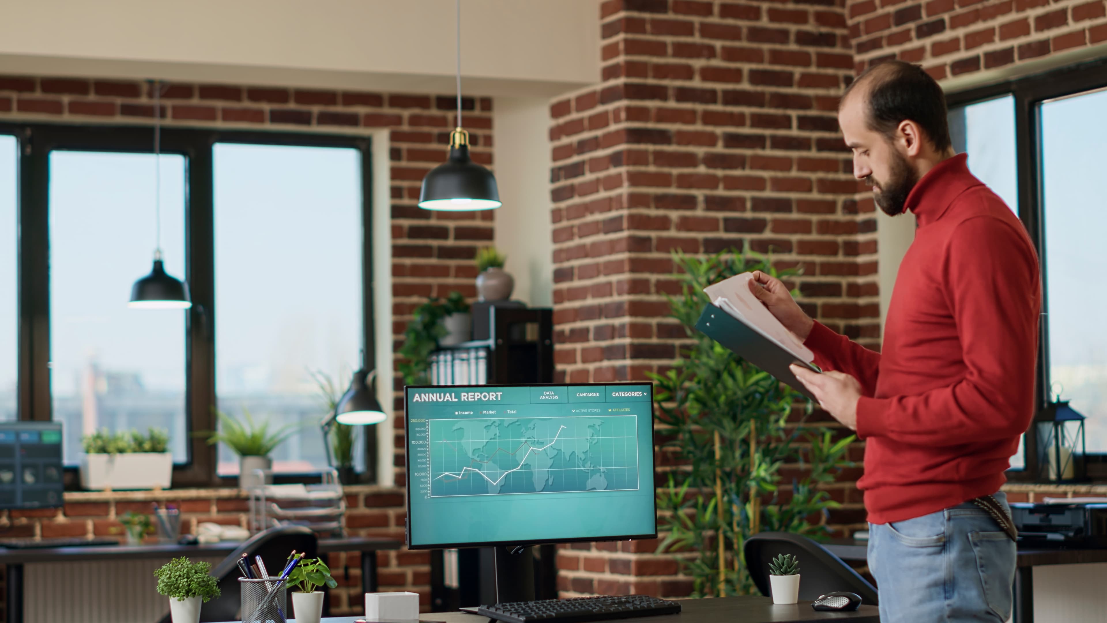 Fintech Analyst checking notes